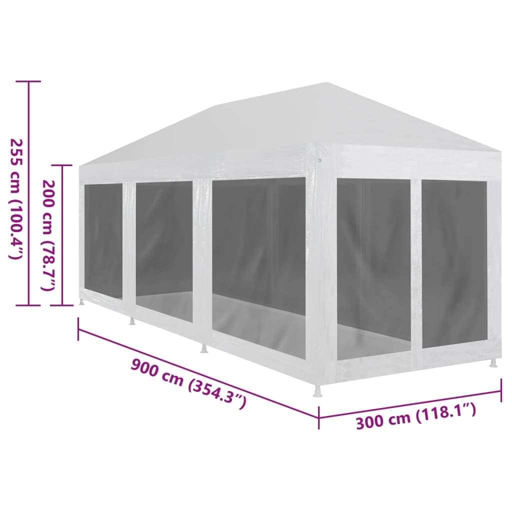 vidaXL Carpa Celebraciones con 8 Paredes 9x3 m Toldo Marquesina Cenador Tienda