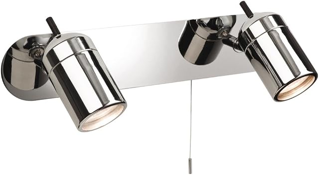 Modern Polished Chrome IP44 Twin Bathroom Wall Spotlight