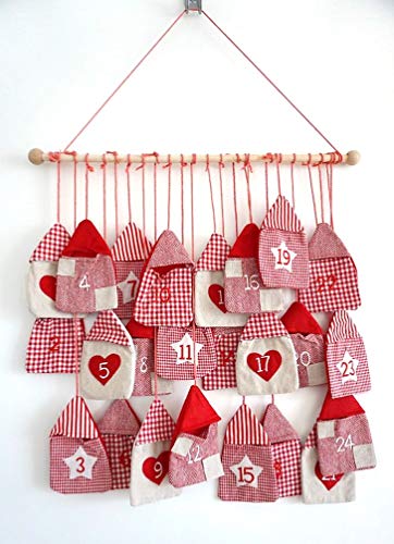 Wurm KG - Calendario de Adviento para Rellenar con Bolsillos, Textil, Color Rojo