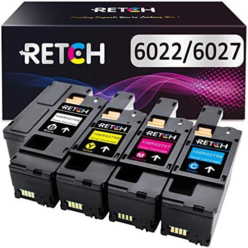 RETCH Compatible Toner Cartridge Replacement for WorkCentre 6027 6025 Phaser 6022 6020 4 Pack (1 Black 106R02759 1 Cyan…