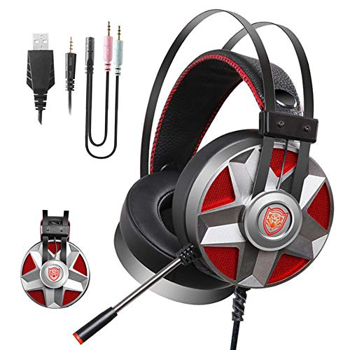 Auriculares PS4 7.1 Sonido Envolvente Auriculares Profesionales para Juegos con reducción de Ruido con micrófono y Luces LED RGB compatibles con PS4, PC, Mac, computadora portátil, Auriculares