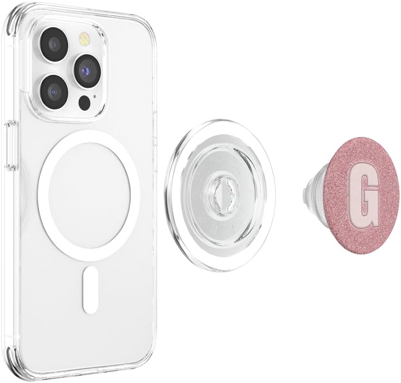 Monogram Initial Letter G Pop Socket Rose Pink Letter G PopSockets MagSafe PopGrip for iPhone