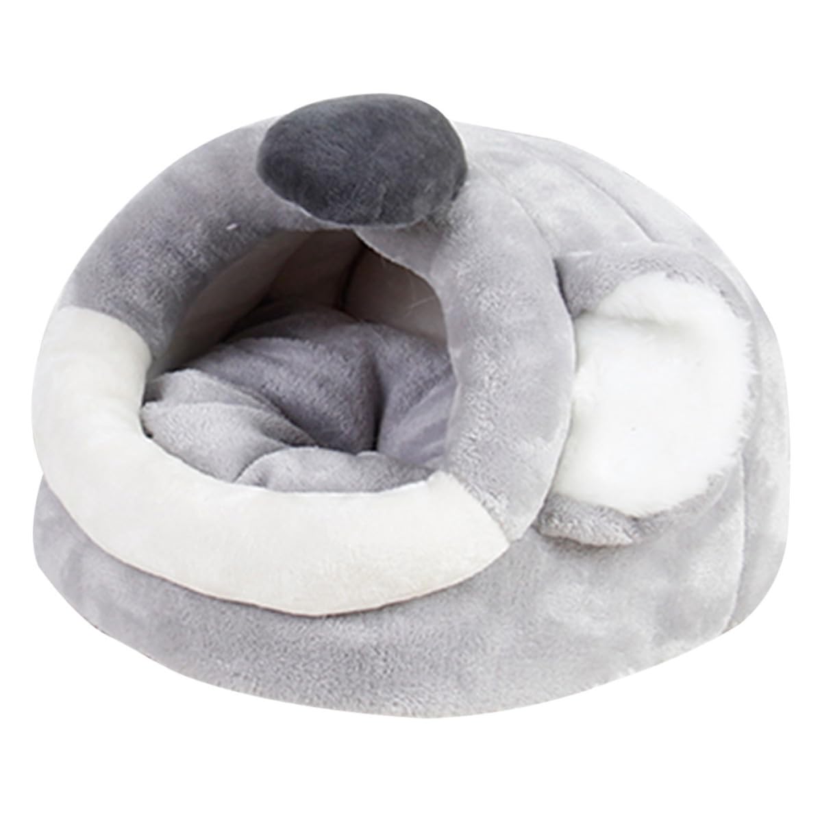 Cama hámster tipo koala de franela gris y algodón nido de invierno para roedores