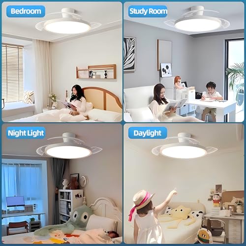 Ventilateur de plafond LED télécommande plafonnier réversible et discret