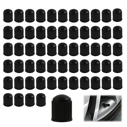 Pack De 60 Tapones para Válvulas De Neumáticos De Plástico Resistente con Junta Tórica, Universales para Coches, Motos, Bicicletas, Camiones Y Vehículos Motorizados, Herméticos Y Antipolvo Negro