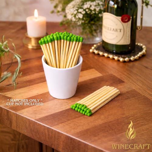 Image of 150 Count | 4 inch Green Matches | Strikers Included | Color Tip Wooden Match | Refill for Matchstick Jars, Cloche Display, Holders & Bottles | 4 in inches Long