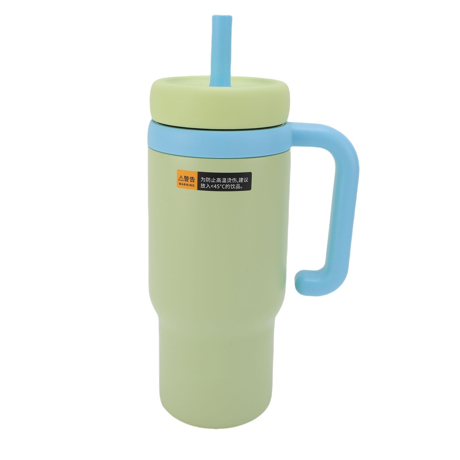 Wasserflasche, 710 Ml, Isolierter Trinkbecher aus Edelstahl, Reisebecher mit Griff und Strohhalm, Ideal für Outdoor-Reisen (Gelbgrün)