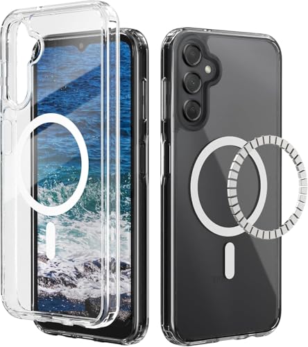 Image of DIZORO Magnetic for Samsung A55 5G Case Clear [Compatible with MagSafe][Anti-Yellowing][Built-in 4 Airbags][Military Grade Protection][Shockproof ] Samsung A55 5g Phone Back Cover (Clear)