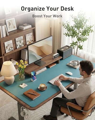 Image of Aothia Faux Leather Desk Mat - Large Mouse Pad, Non-Slip PU Leather Blotter, Waterproof Writing Surface for Office and Home (Turquoise, 40 inch x 24 inch)