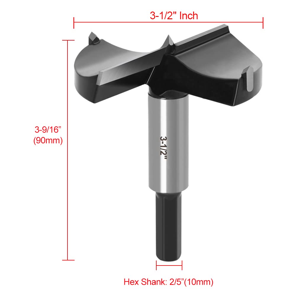 ASNOMY 3-1/2" Carbide Forstner Drill Bit Set - Hardwood & Plastic Drilling, Hinge Cutter Tool Kit