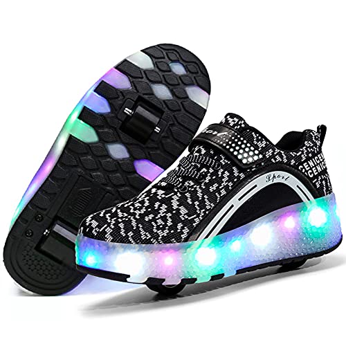 Nsasy Roller Shoes Girls Boys Wheel Shoes Kids Roller Skates Shoes LED Light Up Wheel Shoes for Kids for Children