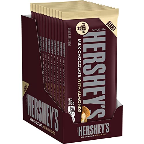 Image of HERSHEY'S Milk Chocolate with Almonds Giant Candy, 6.8 Ounce (Pack of 12)