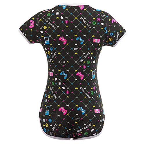 Littleforbig Adult Baby Diaper Lover Button Crotch Romper Onesie -Baby Gamer Onesie (Xs, Black) #TOP6