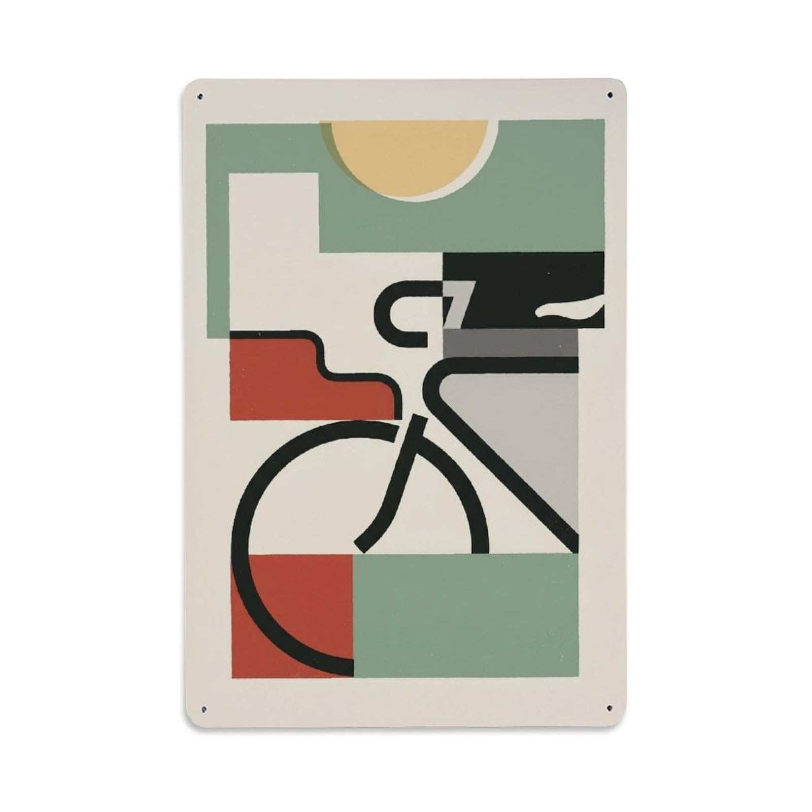 Symbol Bike Modernist Geometry City Cycling Linework Metal Tin Sign Plaque Wall Decor for Cafe, Man Cave, Club Bar, Office, Home Garden Round Metal Poster 8x12Inch