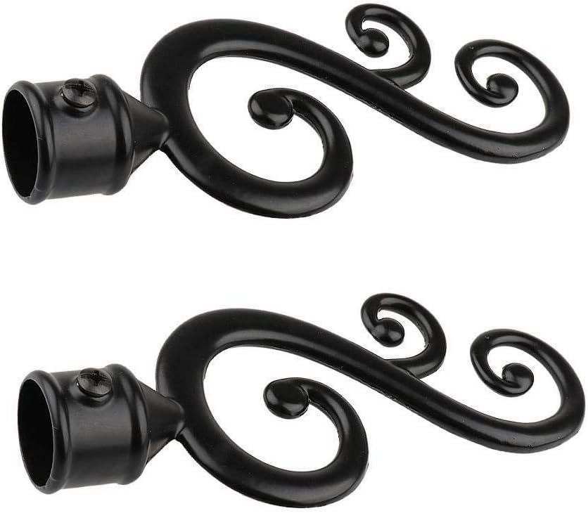 Window Treatments & Hardware Pair of Assorted Window Curtain Rod Ends Drape Pole Rail Finals Fit Dia. 22/28mm - (Color:#10 Black Leaf 22mm)