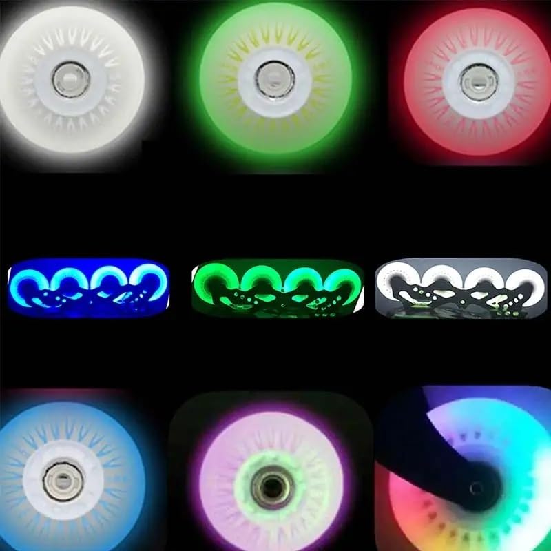 Roller Skate Wheel 8 pièces Roues de Patin à roulettes en Ligne 80mm 90A Roues de Patin Coulissant Durable Lumineux Durable Remplacement Lumineux Allumer