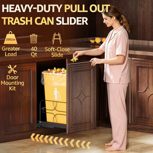 Pull-Out-Trash-Can-Under-Cabinet-Soft-Close-Heavy-Duty-200LB-Black-Under-Sink-Trash-Can-Organizer-Full-Extension-Slides-Fits-12-W-x-17-D-Cabinet-Opening-Kitchen-Cabinet-Can-Not-Included
