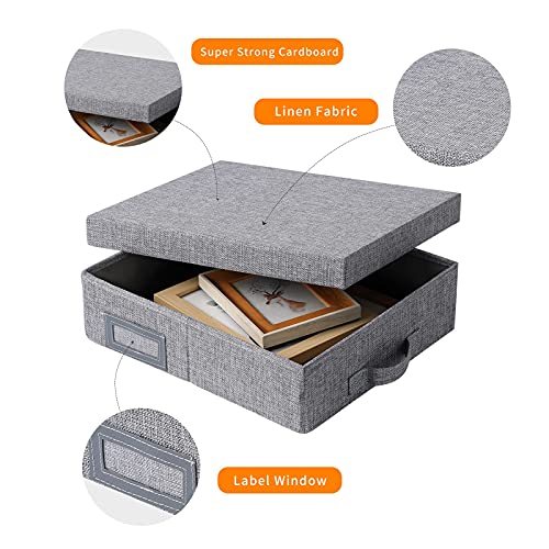 Linen Scrapbook Storage Box,14.6 '' X 13 '' X 4 '',Document Letter Box, Photo Box,Gray (2) #TOP5