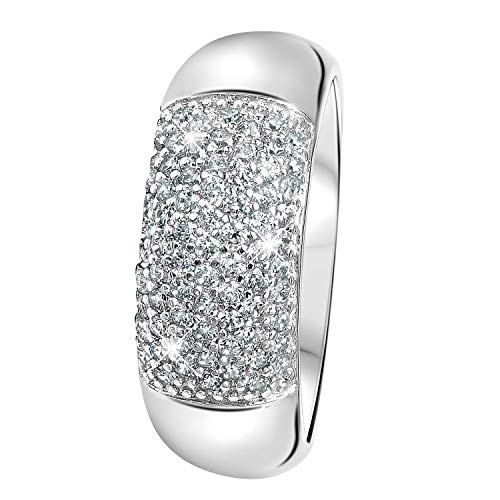 Preisvergleich Produktbild Lucardi - Silberner Pavé-Ring mit Zirkonia - für Damen - 925 Silber