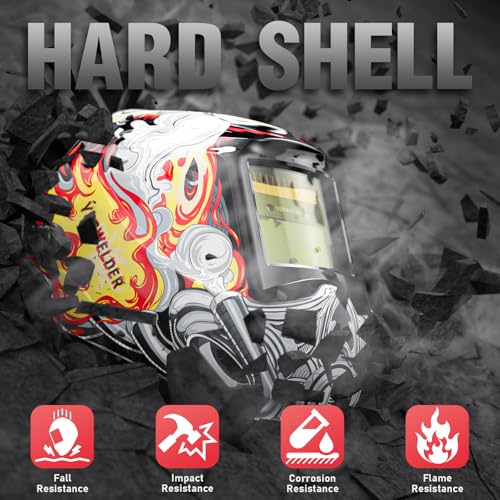 Image of YESWELDER Auto Darkening Welding Helmet, Blue Light Blocking, 1 /1 /1 /1 True Color Solar Powered Welding Hood with 2 Arc Sensors, Wide Shade 3.5 /9-13 Welder Mask for TIG MIG ARC and Grind