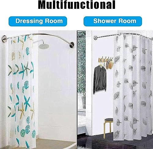 Générique Barre de Douche incurvée réglable sans perçage en Acier Inoxydable, Design incurvé pour Une Installation Facile, idéale pour Baignoire, (Couleur, 90 à 130 cm × 90 à 130 cm)