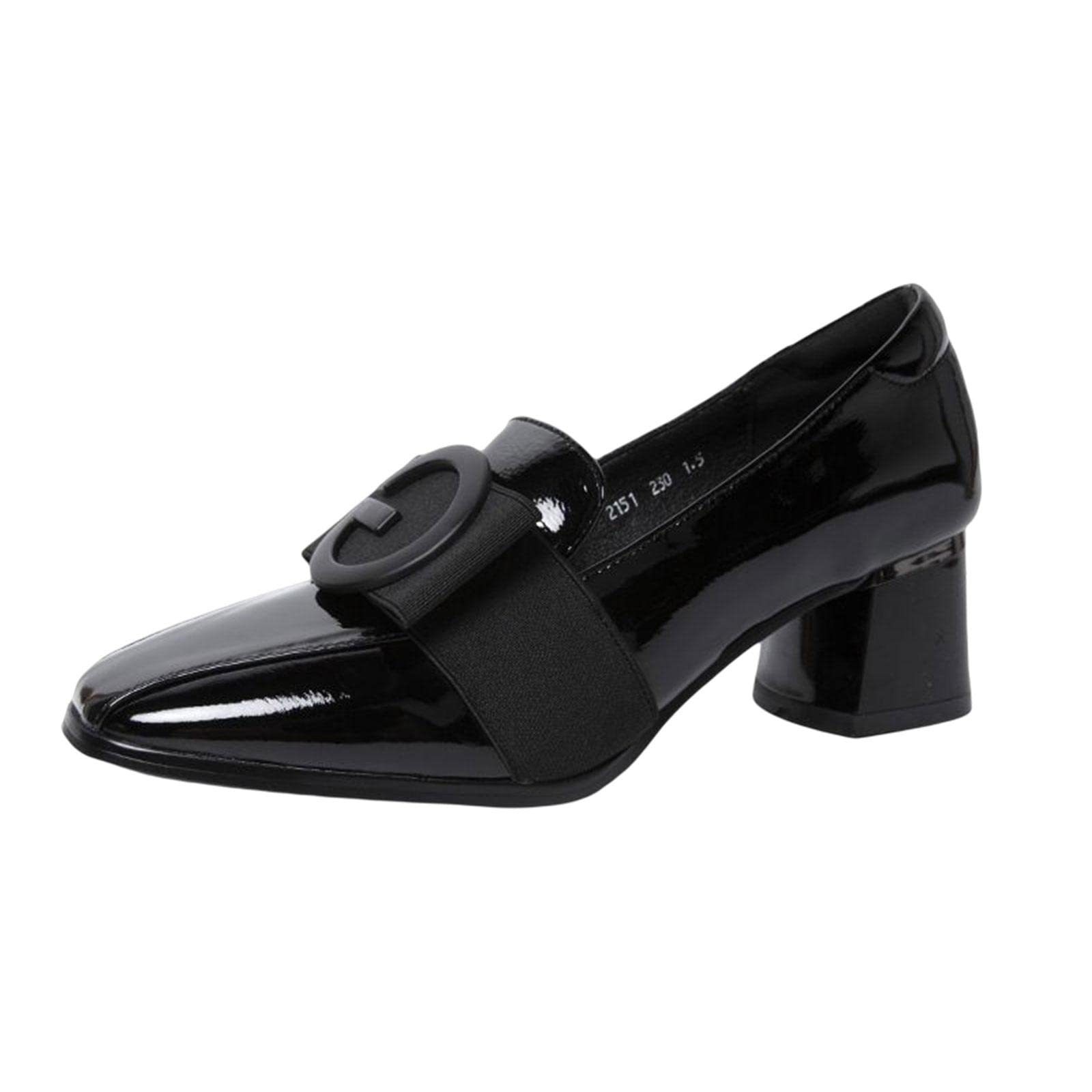 shopora Women'S Low Chunky Heel Shoes Fashion Square Toe For Leisure Wedding Party 39 Black | Womens Shoes | Heels-picture-14