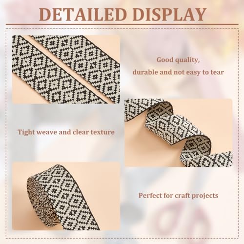 BENECREAT 8 Yards 4 Colors Rhombus Jacquard Ribbons - Image 4