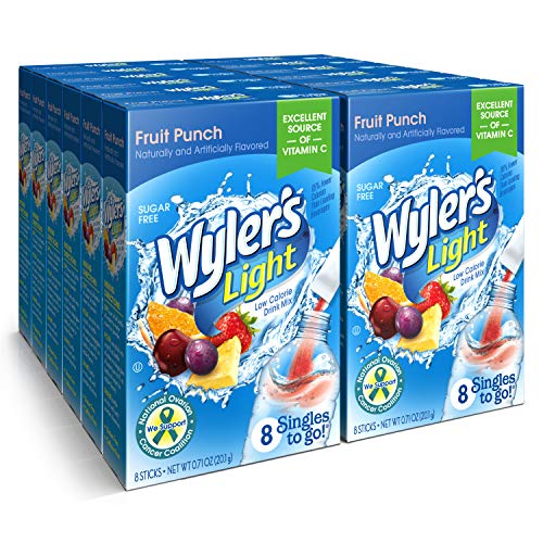 Wyler's Light Singles To Go Powder Packets, Water Drink Mix, Fruit Punch, 8 count/single serving (Pack of 12)