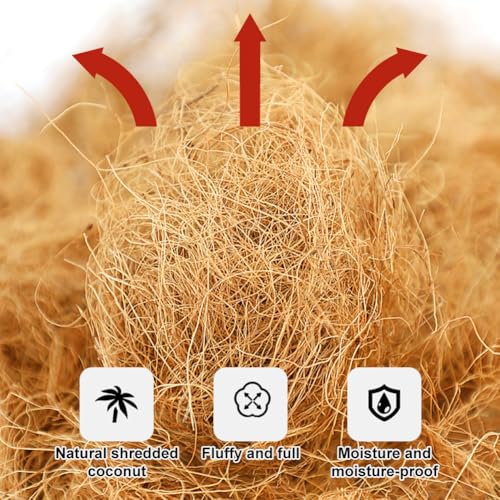 Butyeak Nestmaterial für Kleine Haustiere, 100g Kokosfasern Für Vögel Dekoration Und Nestbau, Kokosfaser Nistmaterial, Kokosfaser Kanarienvögel, für den Nestbau und Versteck