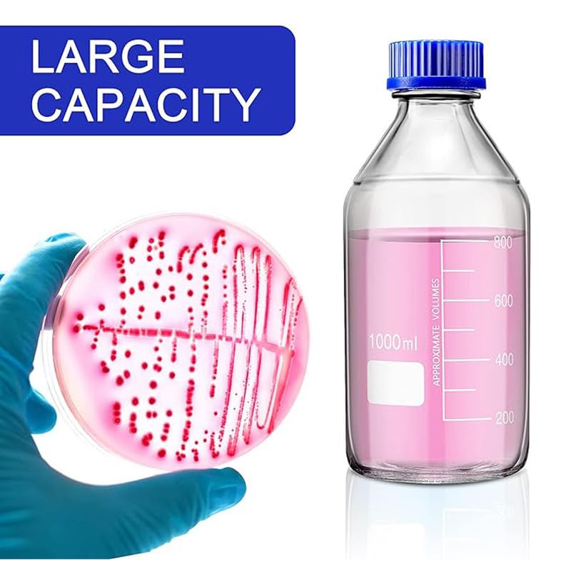 Image of OCTA Borosilicate Glass Narrow Mouth Reagent Bottle with Screw Cap 50ml Pack of 6 - Durable, Thermal Shock Resistant, and Leak-Proof. Ideal for Secure Storage Laboratory Chemicals and Samples
