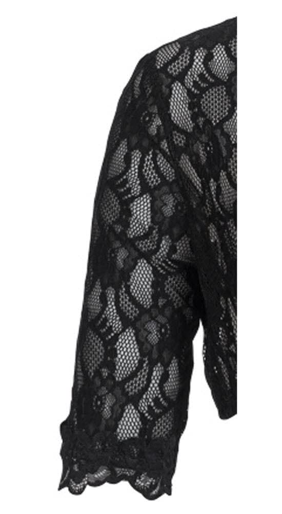 Nübler Dirndlbluse Damen Laura - Kurzarm Trachtenbluse mit Spitze & V-Ausschnitt - Schwarz, Elegante Tracht im Landhaus Stil - Hochwertige, formbeständige Qualität