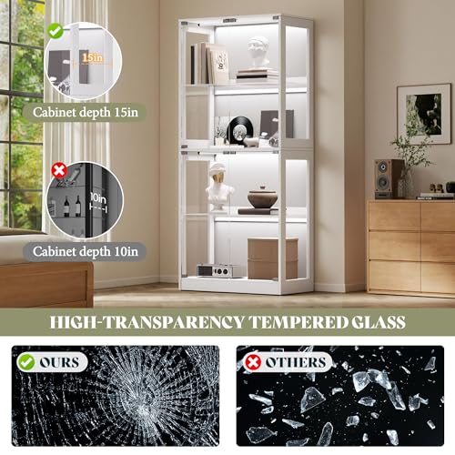 Image of AMERLIFE 70 H x 32 W x 16 D Inch RGB Display Cabinet with Glass Shelves