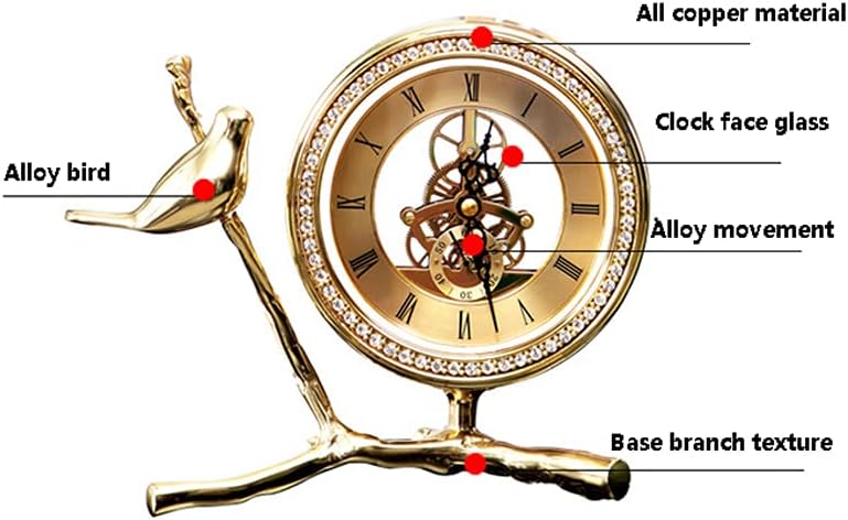 Mantel Clock,Classic Retro Alarm Clock Battery Operated Retro No Ticking Silent Quartz Shelf Desk Clock Antique Vintage Table Clock,