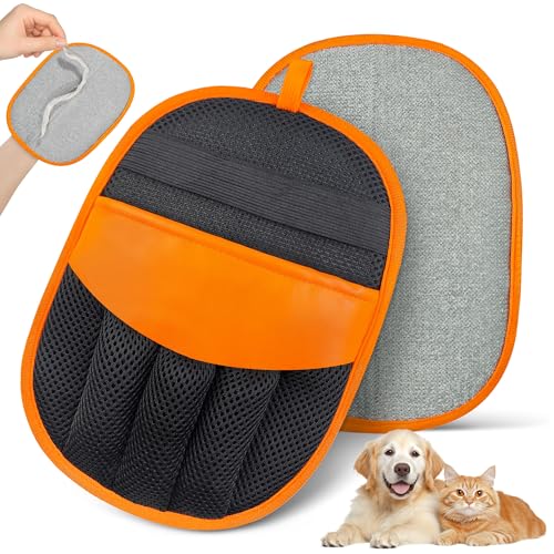 YOSEPATI Gant Magic Brush pour Enlever Les Poils d'animaux, Gant de Toilettage Électrostatique Yomi pour Chiens et Chats, Enleve-Poils Pure Path, Enlève-Poils pour Meubles (Orange, 1 pièce)