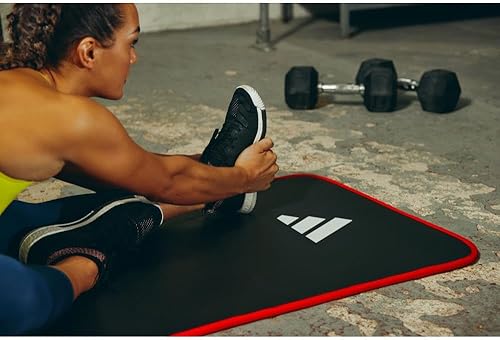 Miniatura 5 de adidas Tapete de entrenamiento extra grueso de 0.394 in con correa de transporte y base texturizada antideslizante, tapete de entrenamiento