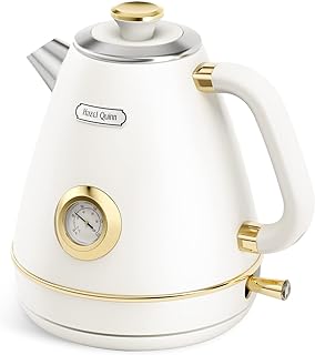 Hazel Quinn Hervidor Eléctrico Retro, Inox, 1,7 L, 2200 W, Blanco Perla