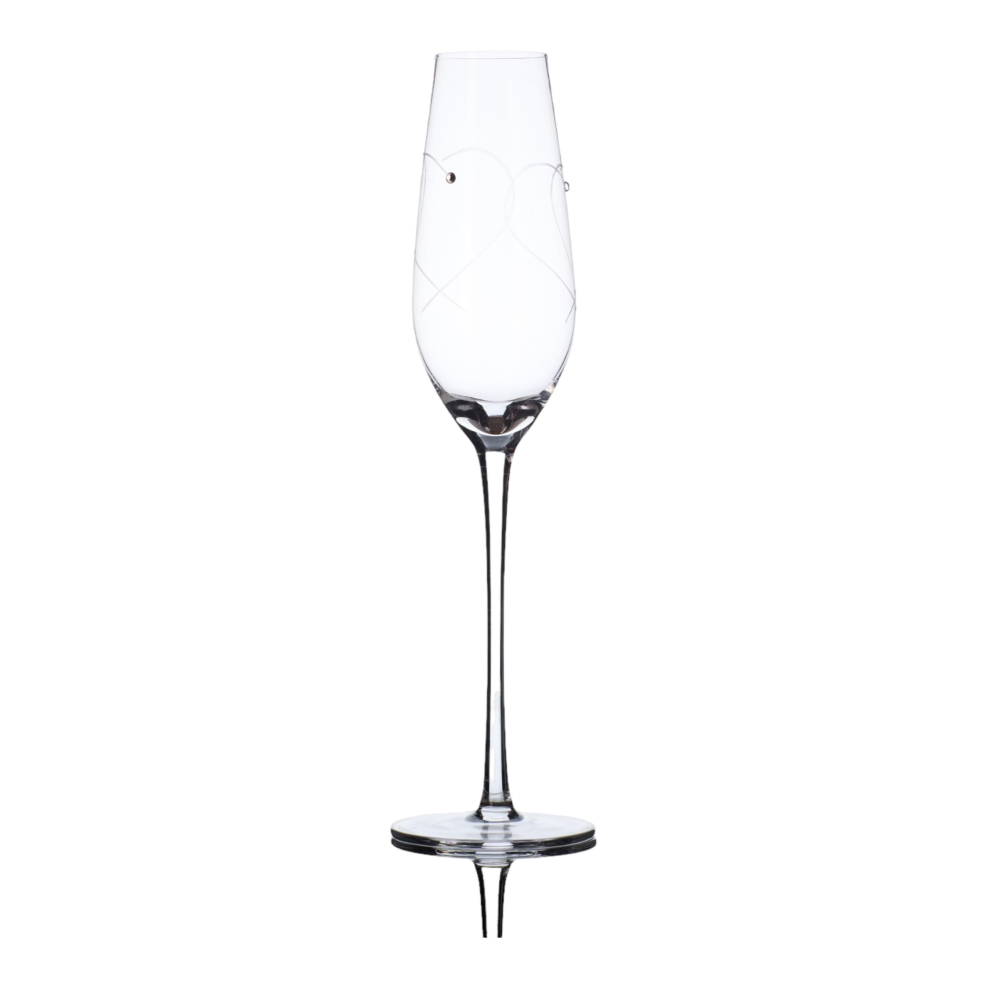 ukgiftstoreonline Champagne Prosecco Flute Glass with Doble Heart and Crystals for Birthdays Wedding Anniversary Love