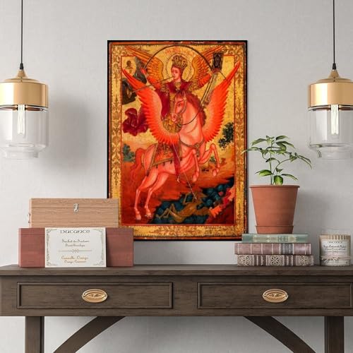 Tableau Saint Michel Terrassant le Dragon Impression Toile 30x45cm - 5