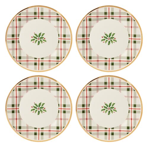 Lenox 894964 Holiday Plaid Accent Plates, Set of 4, Red & Green, Christmas Dinnerware, Hosting Lenox 894964 Holiday Plaid Accent Plates, Set of 4, Red & Green, Christmas Dinnerware, Hosting