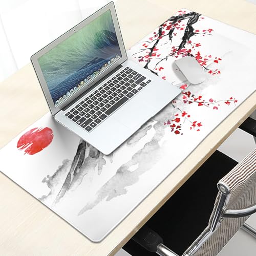 Image of Cherry Blossom Sakura Gaming Mouse Pad 31.5x11.8inch with Stitched Edges Extended Waterproof Desk Pads Non-Slip Rubber Base Large Keyboard Mat Computer Gaming Mousepad for Work /Office /Home (Eight)