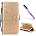Produktbild EMAXELERS Galaxy J2 Hülle Bling Glitzer Schmetterling PU Leder Leather Brieftasche Hülle Wallet Case Flip Etui Lederhülle mit Standfunktion für Samsung Galaxy J2,gOLD Butterfly with Diamond