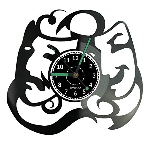 Horloge murale théâtre masque en plaque vinyle W0937