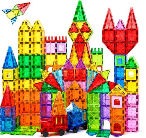 MXBLOCKY 102PC Magnetische Bausteine mit 2 Auto Magnetbausteine Spiel ab 3+