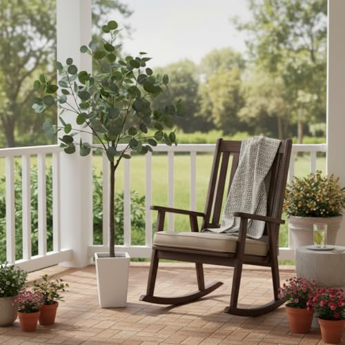 Aveyas 5ft Artificial Eucalyptus Tree for Home Decor, 5 Feet Large Faux Floor Plant Fake Silk Trees with Pot for Indoor Outdoor House Living Room Office (5 ft Tall Including Raised Pot) by Aveyas - Used condition - Image 7
