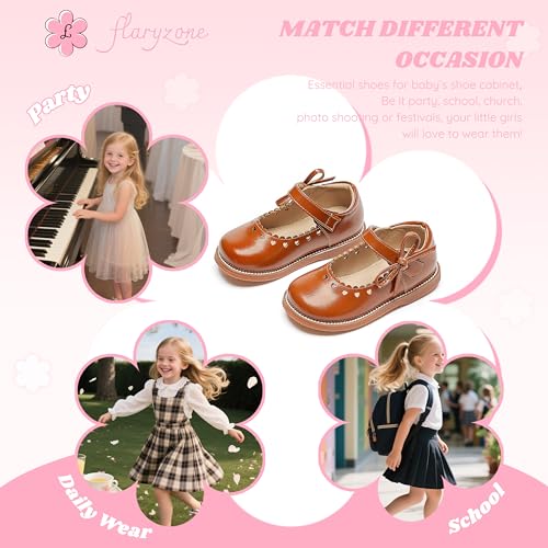 Image of Flaryzone Toddler Little Girl Mary Jane School Uniform Oxfords Flat Dress Shoes