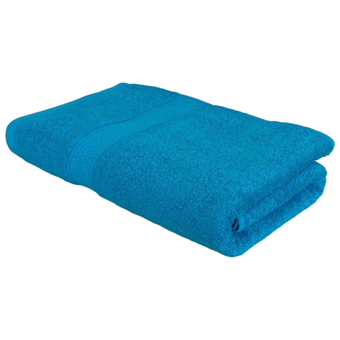 100% Indian Ultra Soft Cotton 500 GSM Highly Absorbent, Fade Resistant, Quick Drying Large Bath Towel (Turquoise Blue)