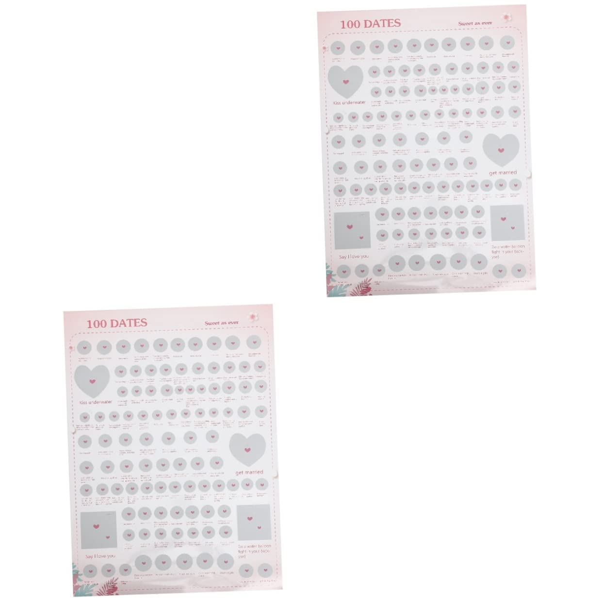 Ciieeo 2pcs Poster Couples Scratch off Book Couples Games Date Night Date Night for Couples Fun Couple Card Games Things to Do with Lover Lovers List of Last Wish Commemorate Coated Paper