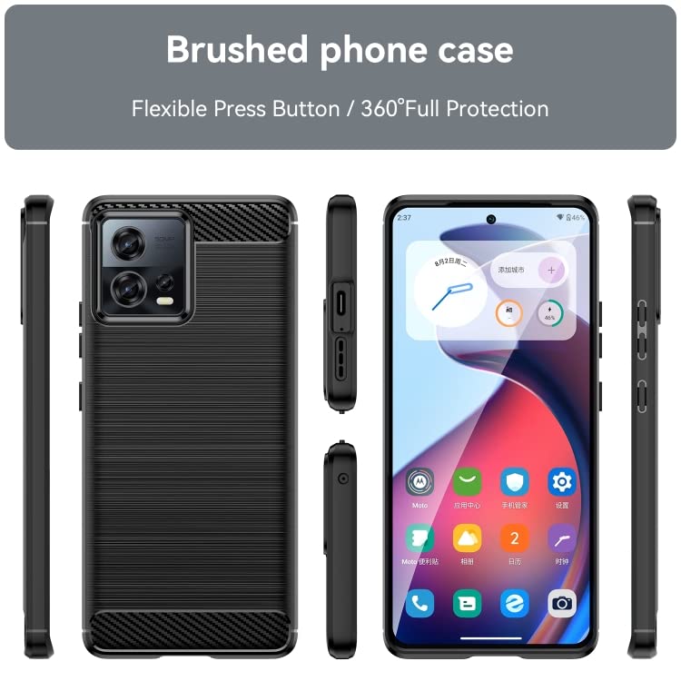 Image of NPRC Hybrid Ultra Slim Protective Case TPU Non-Slip Carbon Fiber Texture Shockproof Case Cover for Moto Edge 30 Fusion - Black
