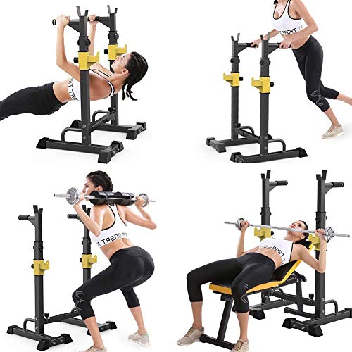 Support squat multifonction avec banc de musculation et support de barre réglable - 4