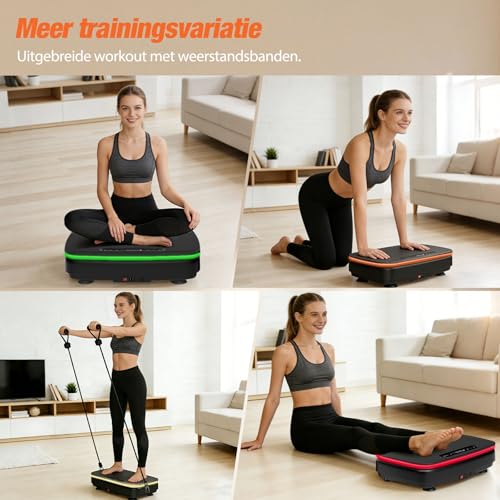 DH FitLife Trilplaat voor thuis | 99 niveaus + timer | 9 programma’s | Stil & stabiel met zuignappen | Bluetooth-speaker | Weerstandsbanden | Max. 150 kg - Afbeelding 6